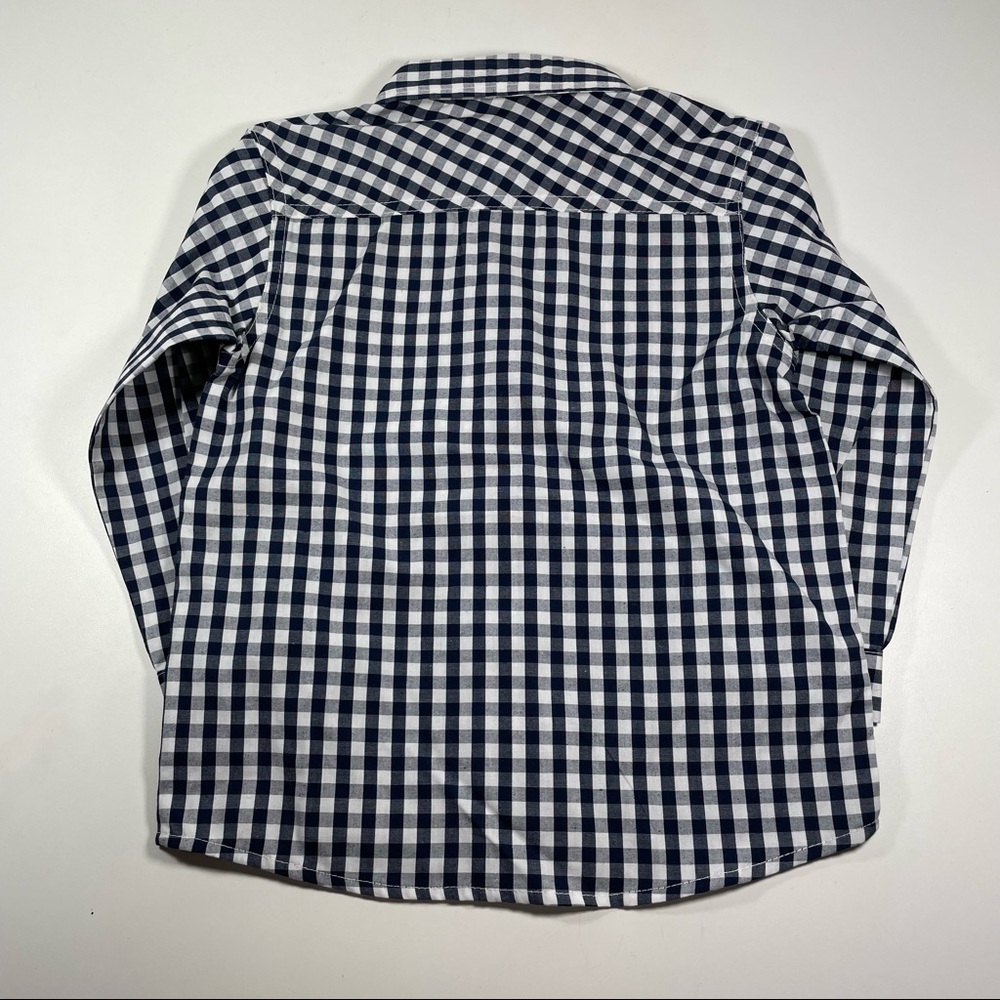NWOT navy blue checkered woven shirt size 3T - Picture 2 of 4